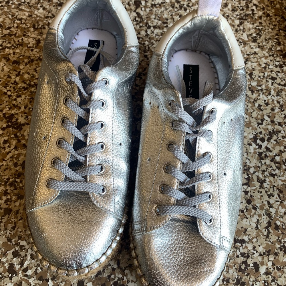 Steven by Steve Madden Silver Platform Sneakers